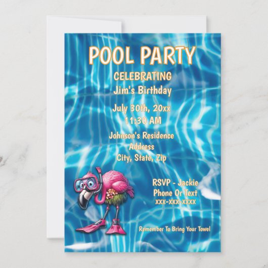 Grillige roze flamingo verjaardagsuitnodiging kaart (Voorkant)