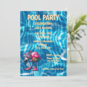 Grillige roze flamingo verjaardagsuitnodiging kaart (Staand voorkant)