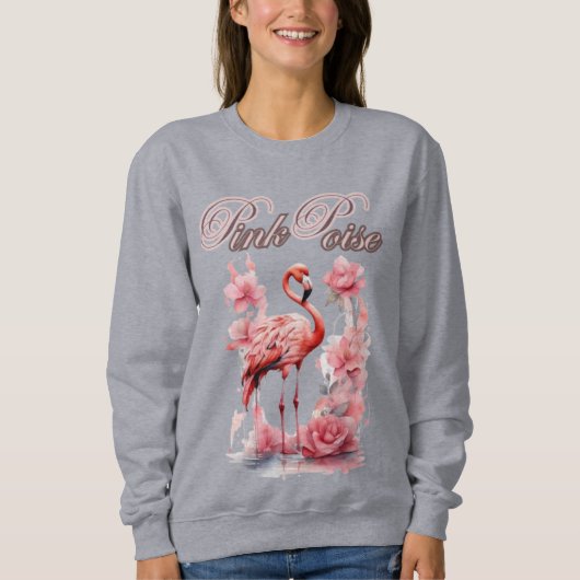 grillige roze flamingo | Waterverf van bloemen Trui (Voorkant)