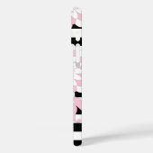 Grillige Roze Flamingo Zwart en Wit Gestreept Case-Mate iPhone Case (Achterkant / Links)