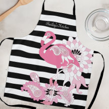 Grillige Roze Flamingo Zwart en Wit Gestreept