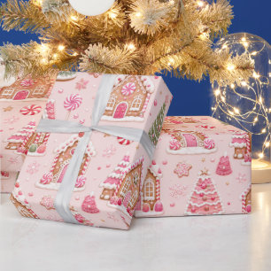 Grillige Roze Gengelteltdorp Kerstmis Cadeaupapier