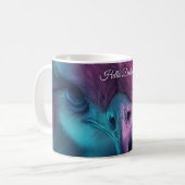 grillige roze gevederde struisvogel lange wimpers koffiemok (Voorkant links)