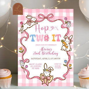 Grillige Roze Gingham Konijn Hop TWO het 2de Verja Kaart