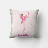 Grillige Roze Glitter Ballerina Gepersonaliseerde  Kussen (Achterkant)