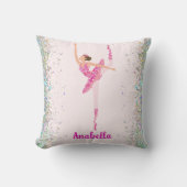Grillige Roze Glitter Ballerina Gepersonaliseerde  Kussen (Voorkant)