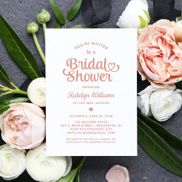Grillige Roze Gouden Hart Script Bruidsborrel Kaart