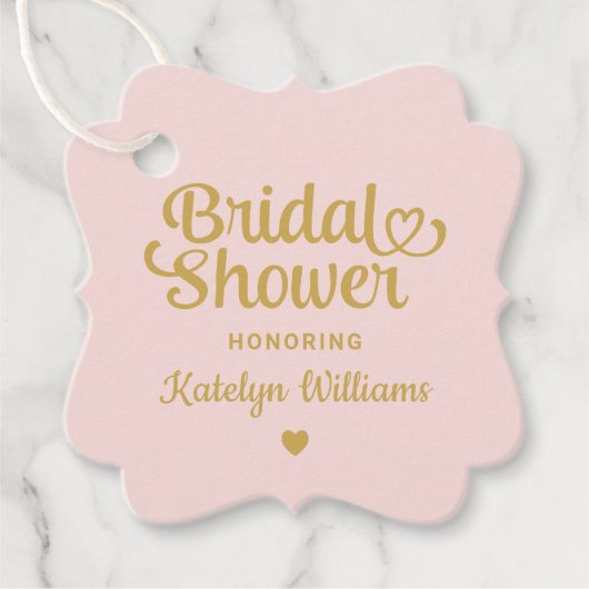 Grillige Roze Gouden Hart Script Trouw Bruiloftsfe Bedankjes Labels (Voorkant)