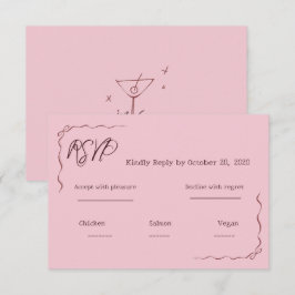 Grillige Roze Handgeschreven Krabbel Huwelijks RSV RSVP Kaartje