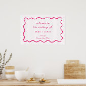 Grillige Roze Handgetekende Trouw Welkom Poster (Keuken)