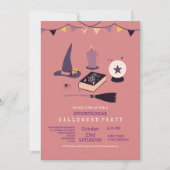 Grillige roze heksenthema kaart (Voorkant)