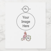 Grillige Roze Kaketoe Monogram Wijn Etiket (Enkel label)