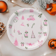 Grillige Roze Kerst Baby Shower Papieren Borden
