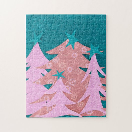 Grillige Roze Kerstbomen Legpuzzel (Verticaal)