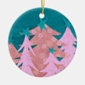 Grillige Roze Kerstboom Keramisch Ornament (Voorkant)