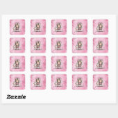 Grillige Roze Kerstengel Vierkante Sticker (Vel)