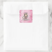 Grillige Roze Kerstengel Vierkante Sticker (Tas)