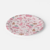 Grillige Roze Kerstfeestje Papieren Bordje (Gekanteld)