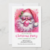 Grillige Roze Kerstman Bubble Gum Grappige Kerst Kaart (Voorkant)