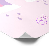 Grillige Roze Paarse Regenboog Regenwolken Naam Poster (Hoek)