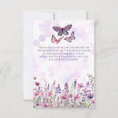 Grillige Roze Paarse Vlinders & Wilde Bloemen Bedankkaart (Achterkant)