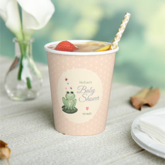 Grillige Roze Pastel Kikker Meisje Baby Shower Papieren Bekers