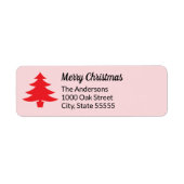 Grillige Roze Rode Kerstboom Retouradres Etiket (Voorkant)
