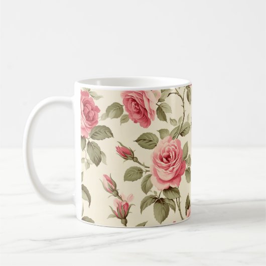 Grillige Roze Roos Koffiemok (Links)