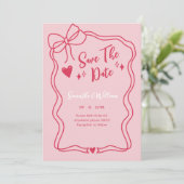 Grillige Roze Schets Bewaar de Datum Kaart (Staand voorkant)