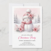 Grillige Roze Sneeuwman Digitale Kerst Uitnodiging (Voorkant)
