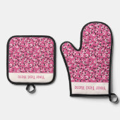 Grillige Roze Stippen Doodlepatroon Ovenwant & Pannenlap Set (Voorkant)