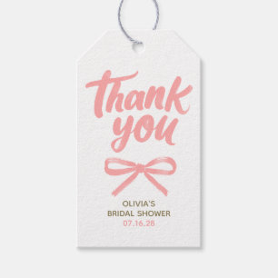 Grillige Roze Strik Handgeschreven Bruids Dank Je Cadeaulabel