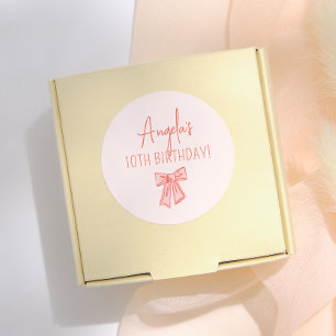 Grillige Roze Strik Meisje Verjaardagsfeestje Ronde Sticker
