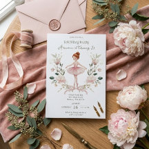 Grillige Roze Strik & Waterverf Ballerina Verjaard