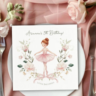 Grillige Roze Strik & Waterverf Ballerina Verjaard Servet