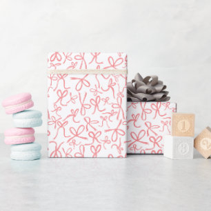 Grillige Roze Strikjes Patroon Meisjesachtig Cadea Cadeaupapier