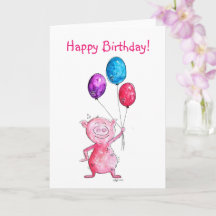 Grillige Roze Varken met Ballonnen