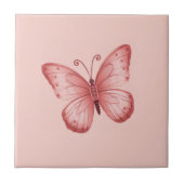 Grillige Roze Vlinder Tegeltje (Voorkant)