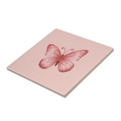 Grillige Roze Vlinder Tegeltje (Zijkant)