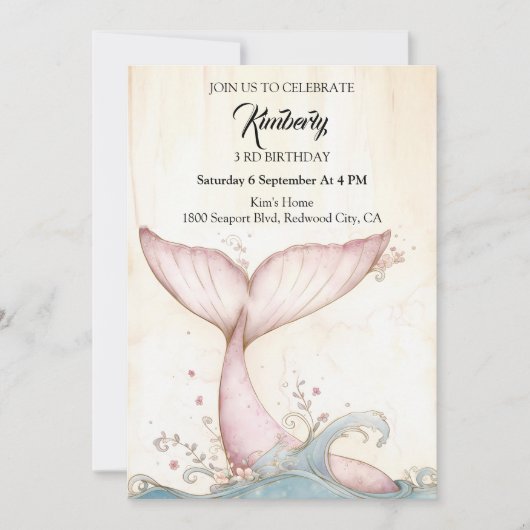 Grillige Roze Walvisstaart Kaart (Voorkant)