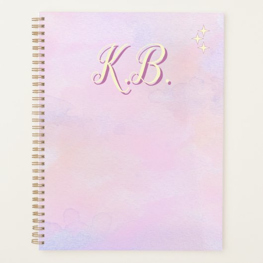 Grillige Roze Watergekleurde Studie Essential Planner (Voorkant)