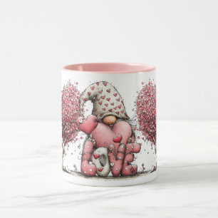 Grillige Roze Waterverf Inkt Kabouter Illustratie Mok
