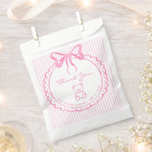 Grillige Roze Waterverf Strik Babyshower Bedankzakje