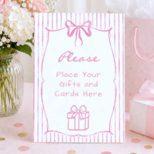Grillige Roze Waterverf Strik Babyshower Reclamebord Met Voetstuk