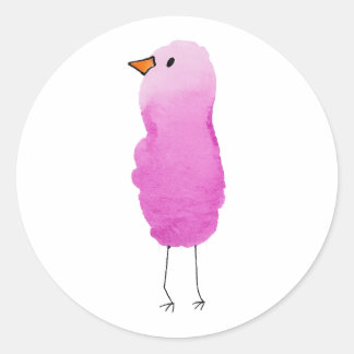 Grillige Roze Waterverf Vogelsticker Ronde Sticker