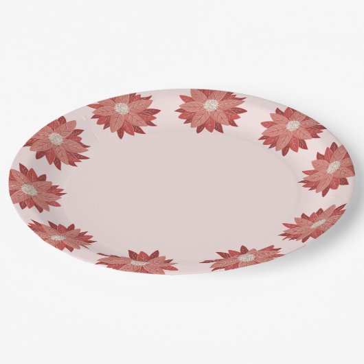 grillige roze winterkerstpunsettia papieren bordje (Gekanteld)