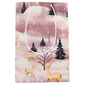 Grillige Roze Winterlandschap (1) Medium Cadeauzakje (Voorkant)
