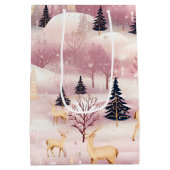 Grillige Roze Winterlandschap (1) Medium Cadeauzakje (Achterkant)