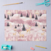 Grillige Roze Winterlandschap (1) Tissuepapier (Craft)