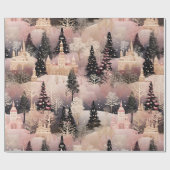 Grillige Roze Winterlandschap (2) Cadeaupapier (Vlak)